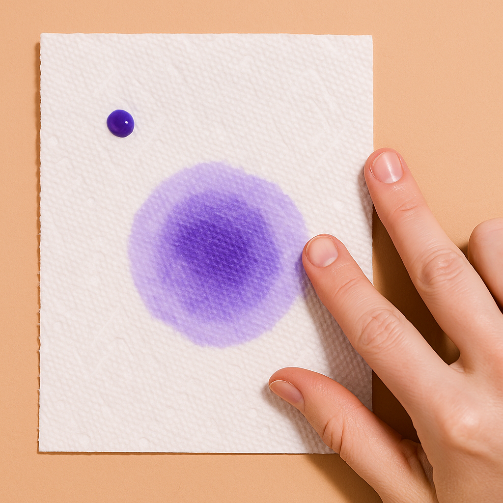 The paper-towel swatch before purple shampoo hits your hair