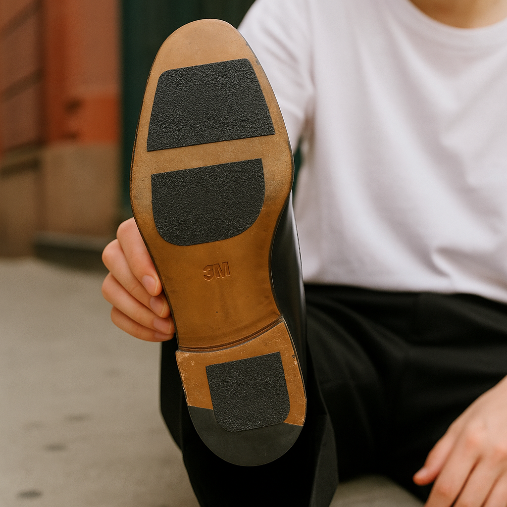 Split-sole grip for slick sidewalks (no new shoes required)