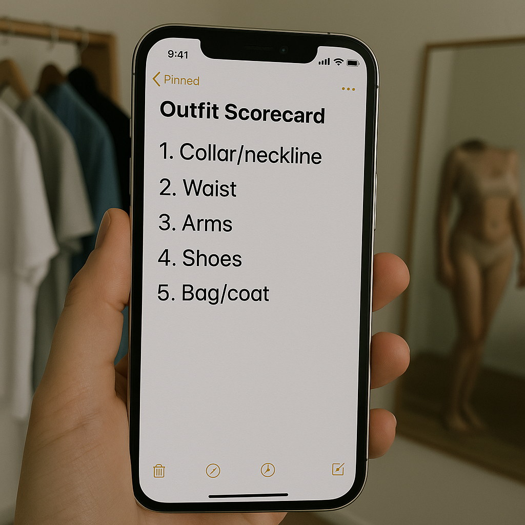 The Notes app outfit scorecard (5 lines, no feelings)
