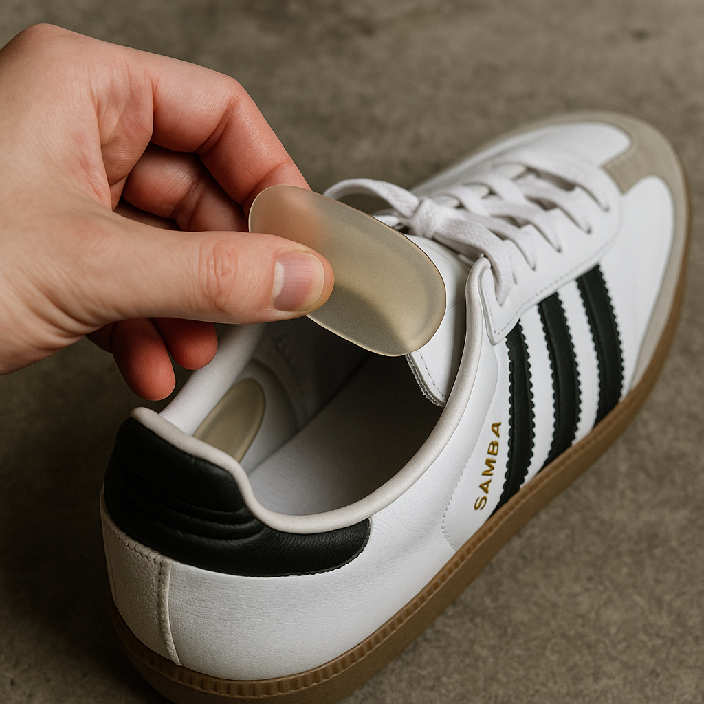 Gel heel grips for sneakers that eat your socks