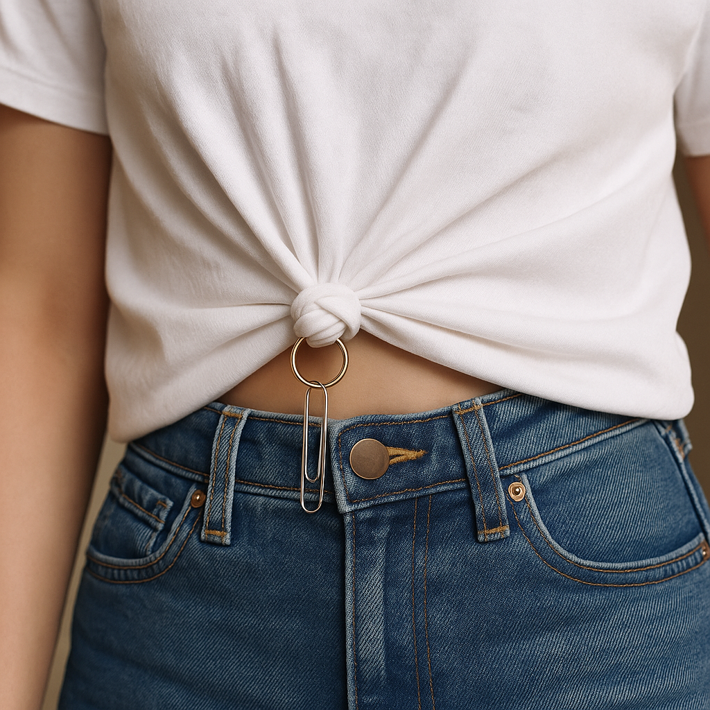 The tiny hoop trick for a tucked tee that won't balloon back out