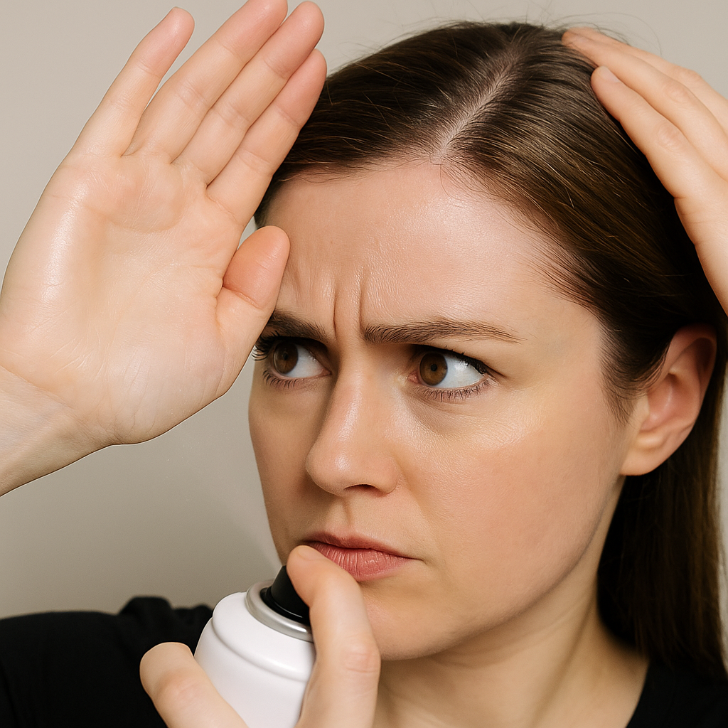 Hair spray on your hand, not on your head
