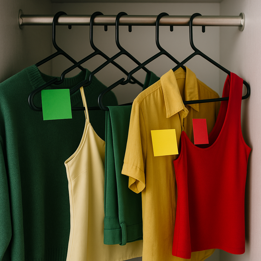 Color-code your closet with three sticky notes