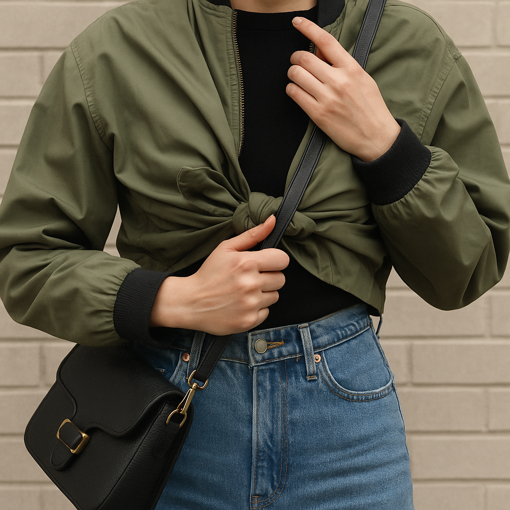 The bag-handle knot that turns any jacket into a crop