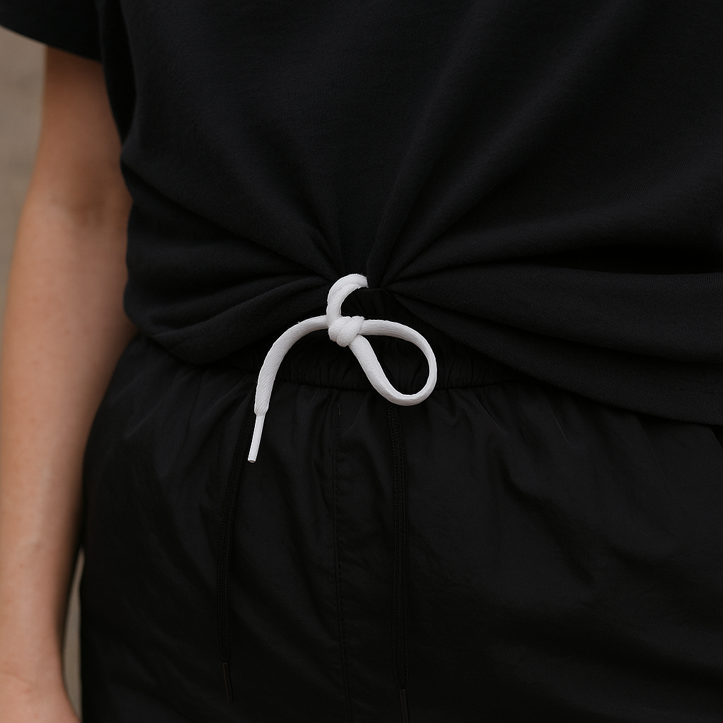 Sneaker-lace "belt loop" for those pants with no place to clip anything