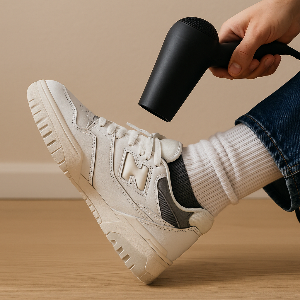 The double-sock + hair dryer break-in (10 minutes, tops)