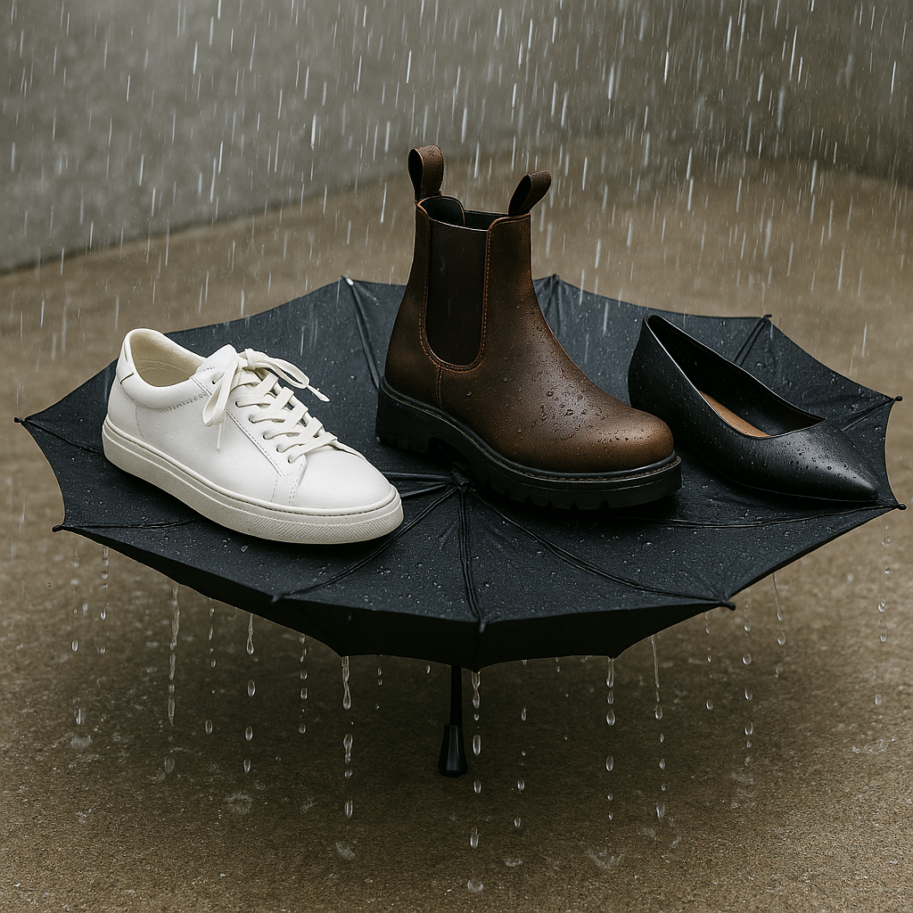 The rainy-day shoe trio: sneaker, boot, and nice option